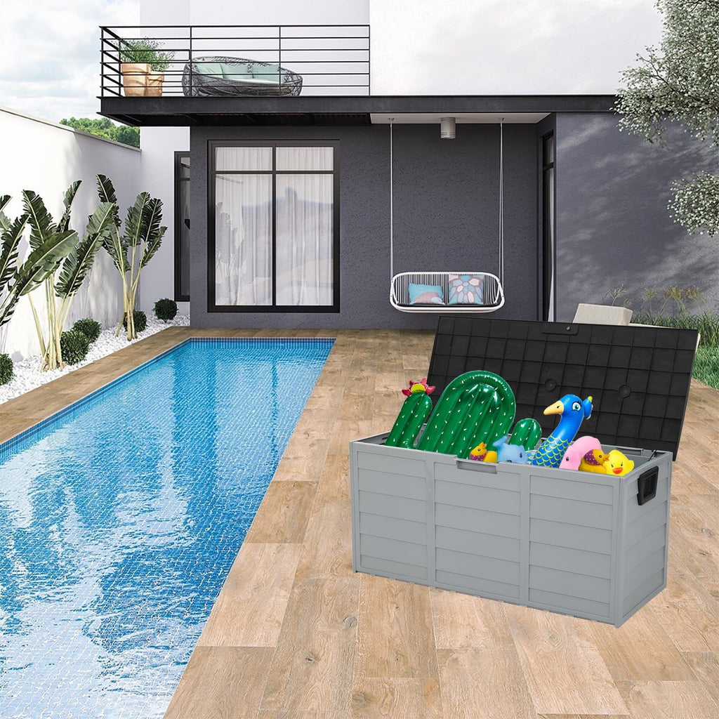 Storage Deck Box Chest Tools Cushions Toys Lockable Seat for Outdoor Garden, 75gal 260L