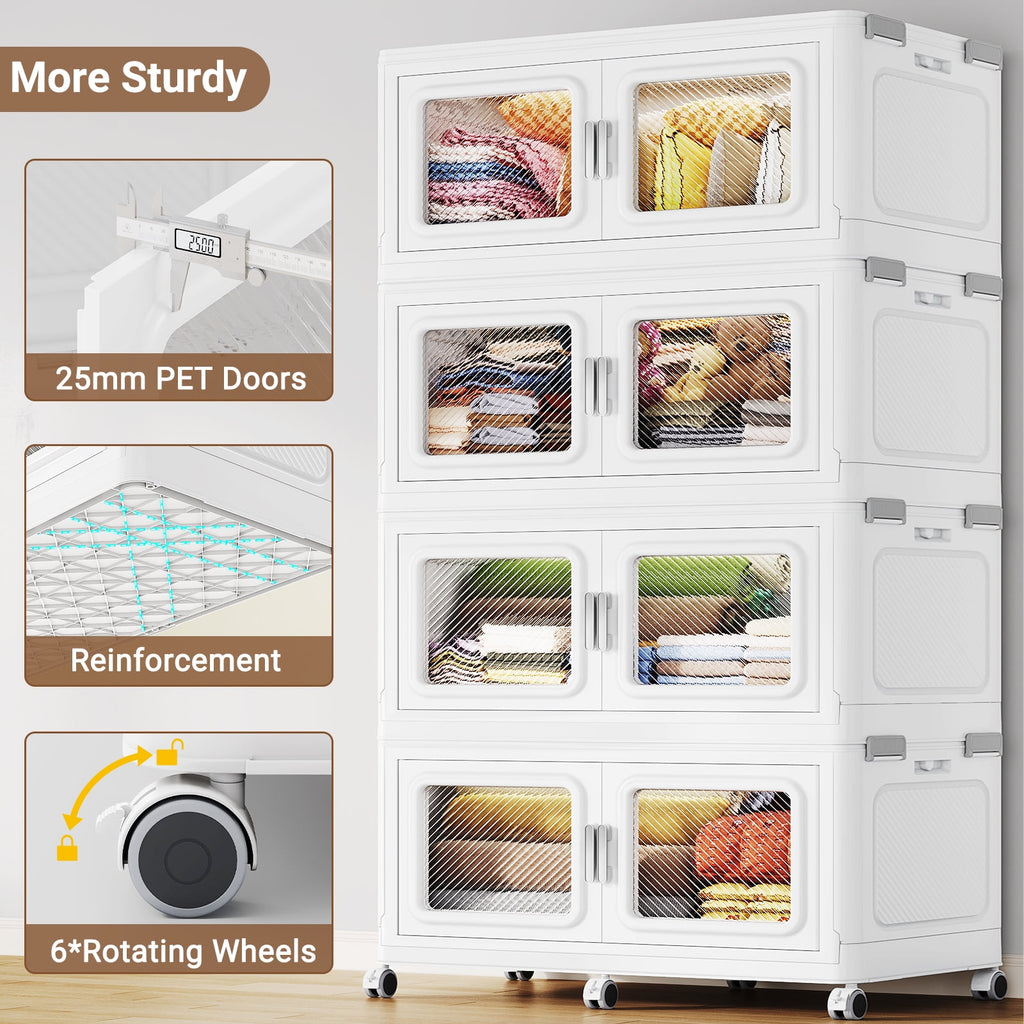 BROVIEW 1320QT Stackable Storage Bins Set 330Gal Storage Box - White, Large Capacity with Wheels, Ideal for Home & Garage
