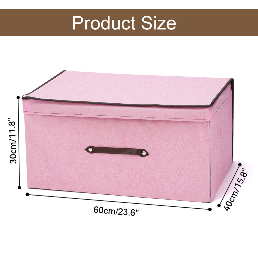 Honeier Toy Storage Collapsible Toy Box with Lid 24 x16 x12 inches Large Toy Chest Organizer for kids Clothes Storage Bin, Pink