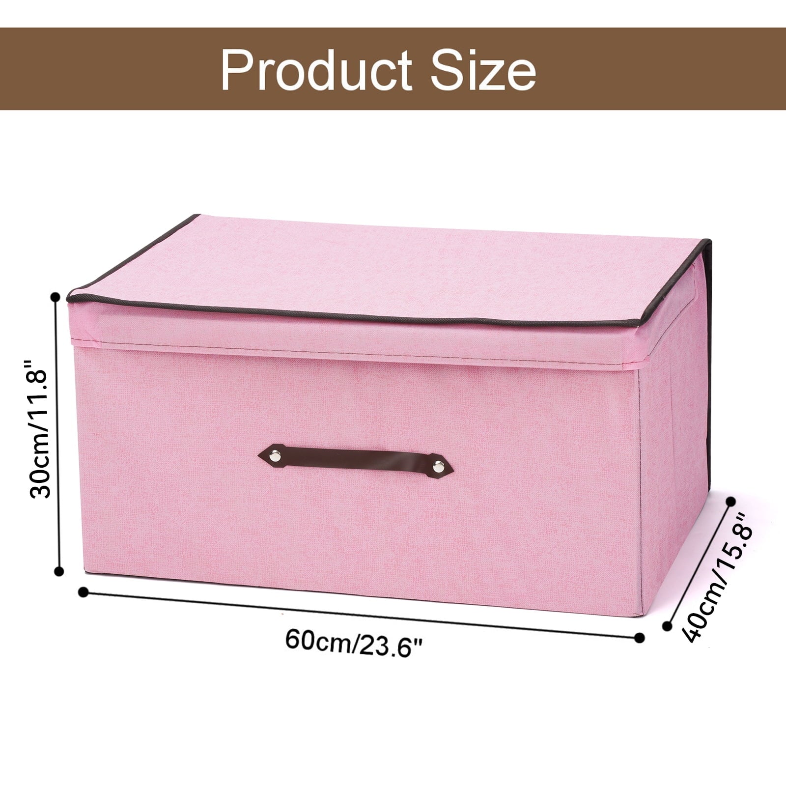 Honeier Toy Storage Collapsible Toy Box with Lid 24 x16 x12 inches Large Toy Chest Organizer for kids Clothes Storage Bin, Pink