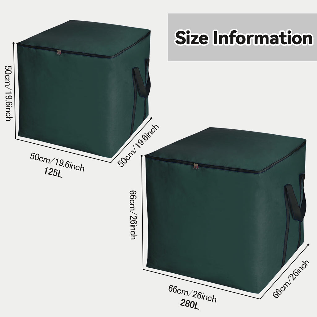 HonorHut Storage Bags with Zipper Large Moving Bags Durable Square Packing Bags Waterpoof Storage Totes Holiday Accessories Bag 26x26x26Inch Dark Green