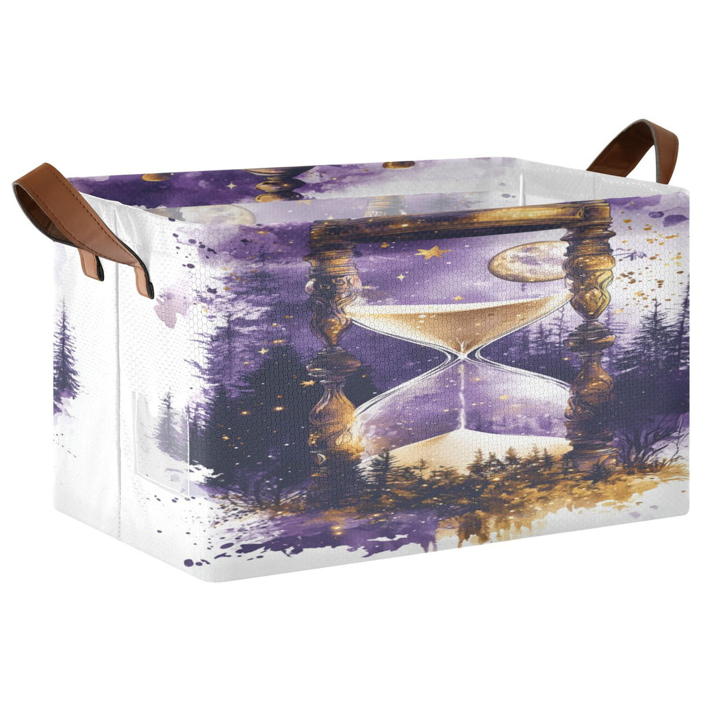 BZSMCE Collapsible Fabric Cube Storage Bins Purple Mystical Hourglass Design Pattern Storage Box