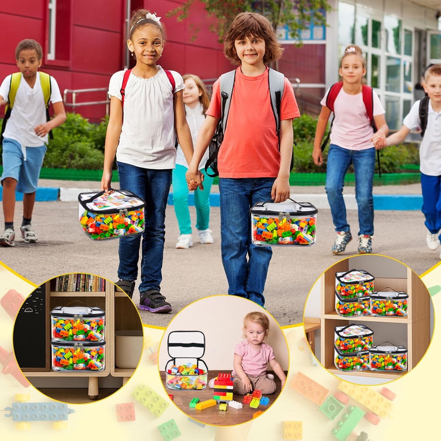 4PCS Black Storage Bags for Building Blocks Perfect for Toy Cleanup