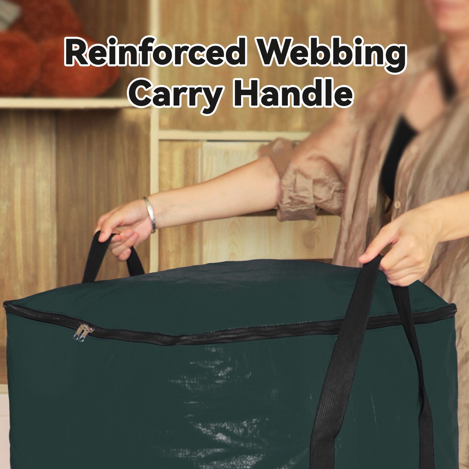 HonorHut Storage Bags with Zipper Large Moving Bags Durable Square Packing Bags Waterpoof Storage Totes Holiday Accessories Bag 26x26x26Inch Dark Green