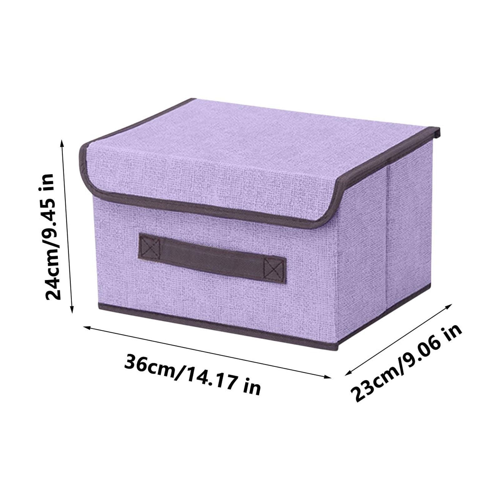 Purple Foldable Fabric Storage Box With Lid And Polyester Material For Clothing Organizer, Home Decluttering, Daily Use 14.17X9.84X9.06In 2Pc