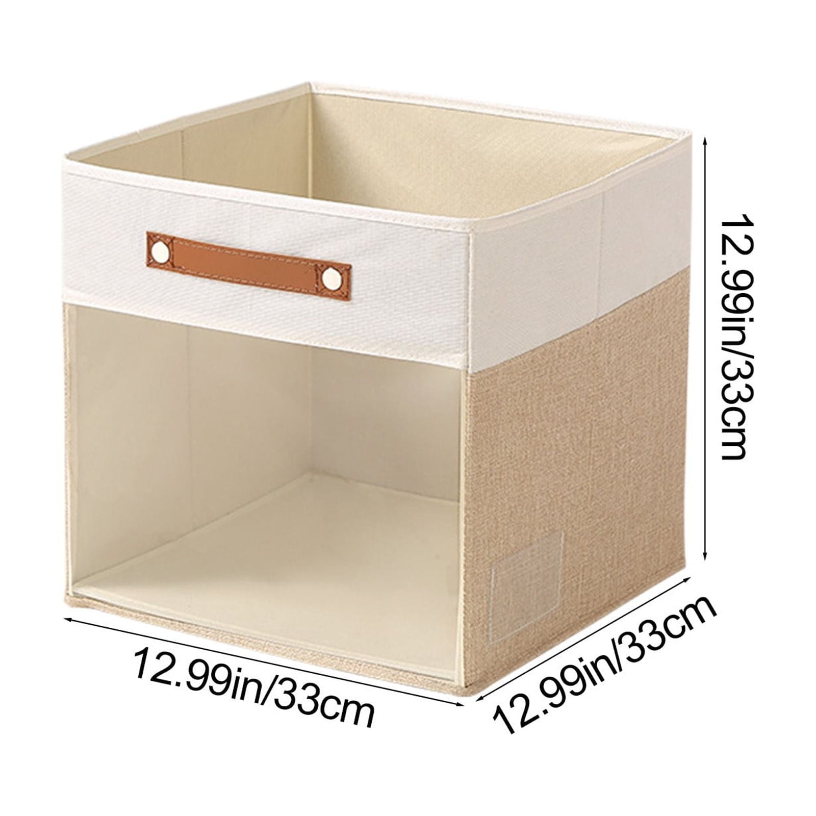 Collapsible Fabric Storage Bins 13 Inch, 2-Pack Heavy Duty Foldable Storage Cubes with Handles for Closet, Toy & Seasonal Organization, Beige