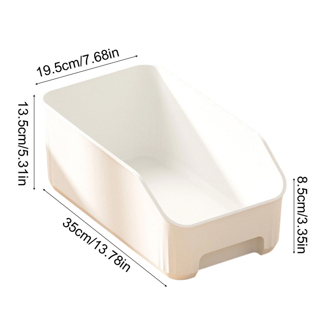 Narrow Plastic Storage Bins, 14.6x6.7x5.3 Inch Open Front Organizer Bins for Kitchen Cabinet, Pantry, Fridge, Bathroom - Collapsible Stackable White Bins, BPA-Free