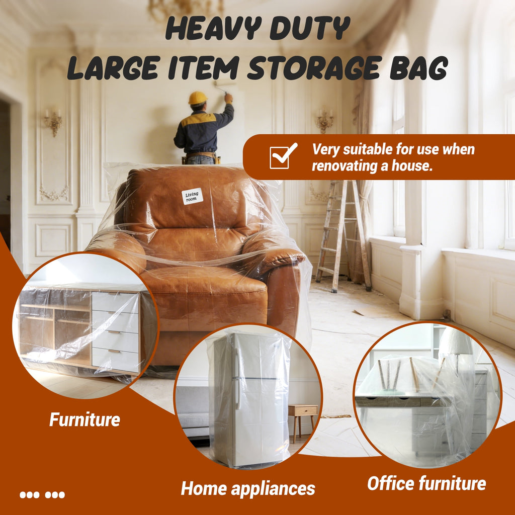 AGALI Clear Sofa & Chair Moving Bags, 4 Mil Thick Waterproof Covers, Reusable, Tear-Resistant Protection for Furniture During Moves & Storage (Chair Size)