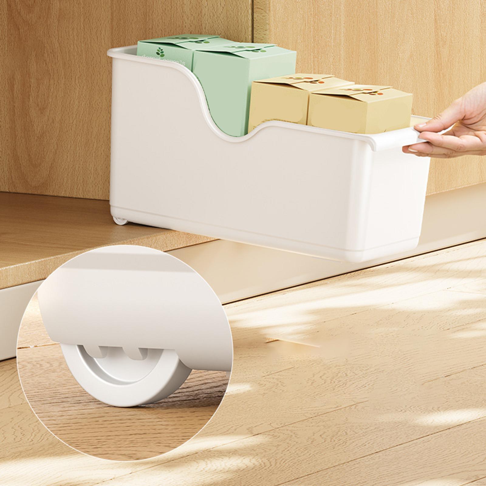 Zxpjkyu Storage Bin with Wheels Rolling Storage with Handle Container for Shelf Cupboard