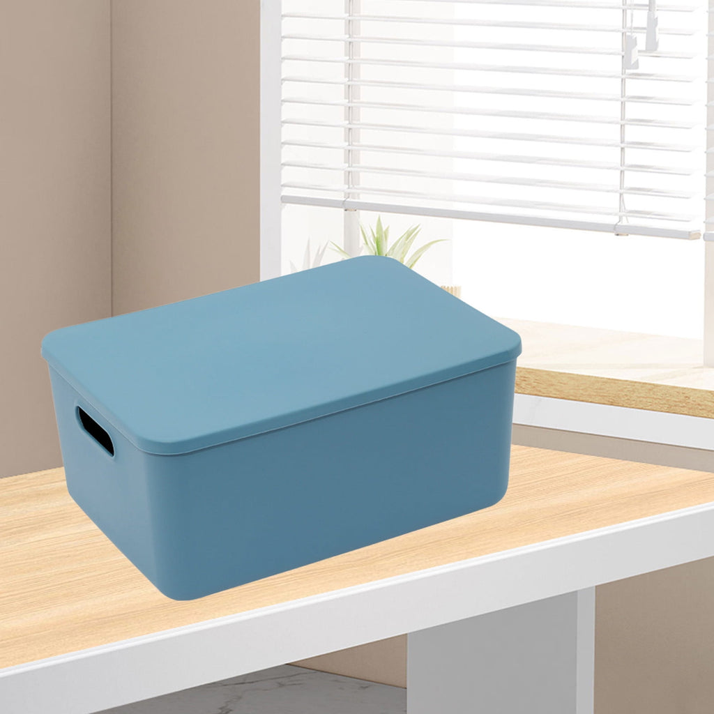 Blue L Thickened Plastic Folding Storage Box, Large Capacity Organizer With Transparent Lid For Quilts, Toys, Home Storage, 13.5X9.45X6.3In 1.26Lb