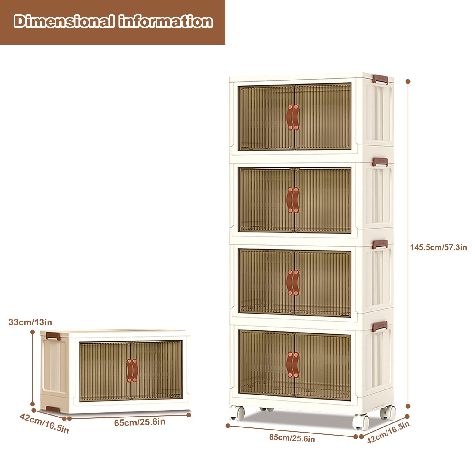 Home Plastic Stackable Storage Boxes With Lid, 4 Tiers 288QT Total Foldable Storage Bins With Doors and Wheels Stackable Storage Containers for Living Roon Bedroom Closets(72qt Per, 4 Tiers)