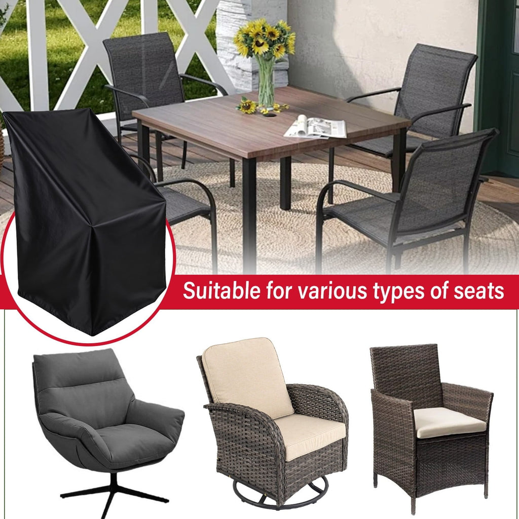 Vorfor Stacking Patio Chair Cover Waterproof Outdoor, Lounge Furniture Chair Covers Stack Chairs for All Weather Protection, Black, 25"L x 25"W x 47”H