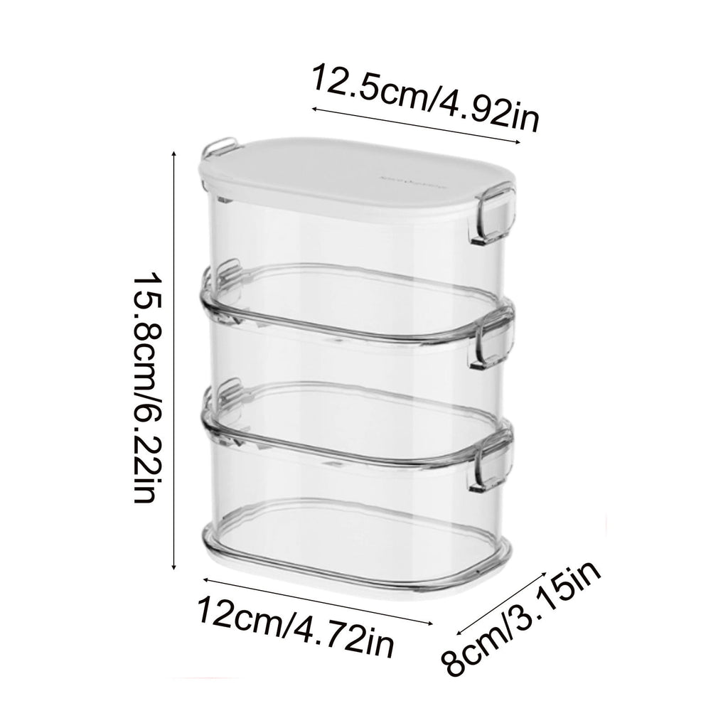 Spice Organizer with Dividers, Clear Plastic Airtight Storage Container Box for Kitchen Counter Cabinet, Portable with Handle and Non-Slip Feet