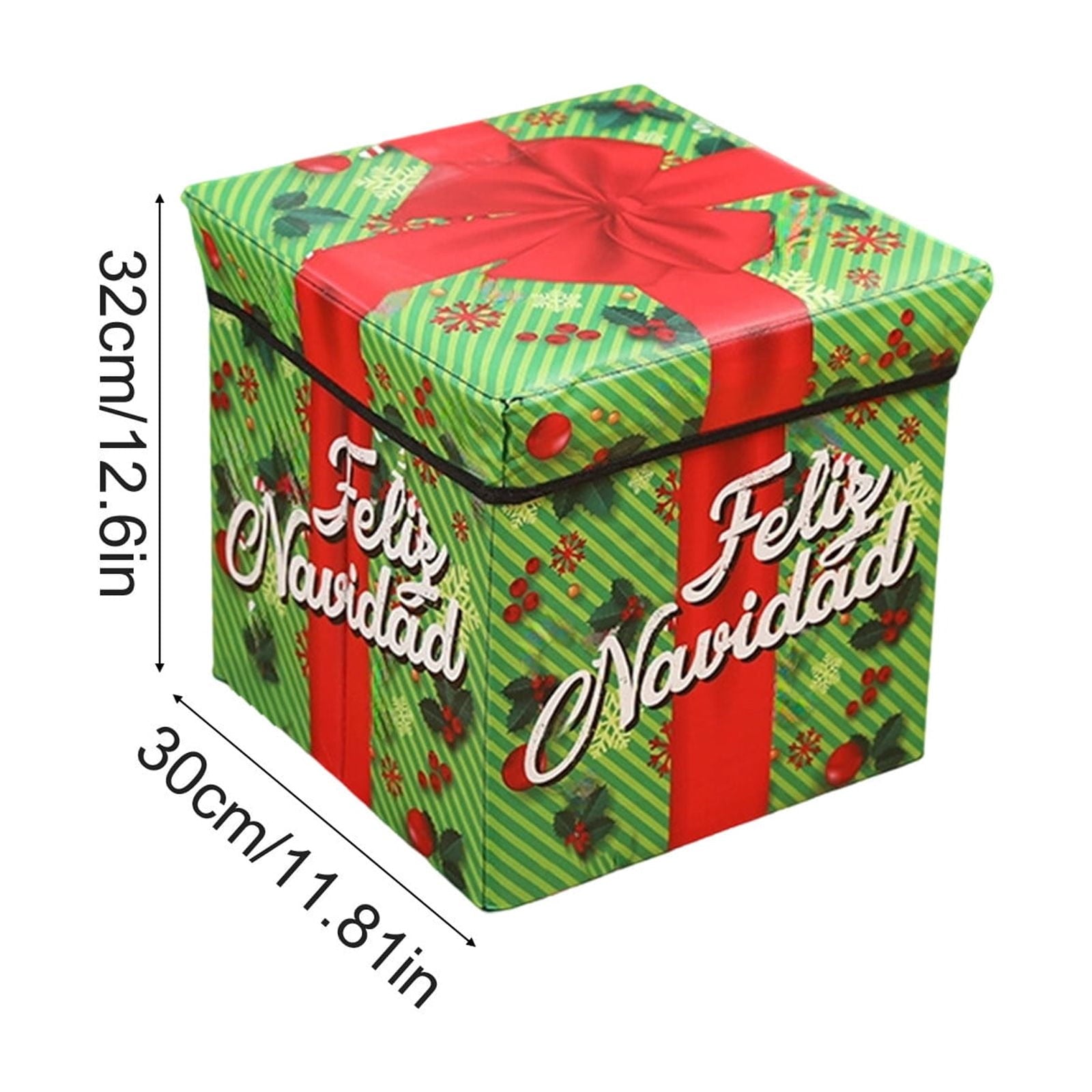 Christmas Storage Stool - Foldable Non-Woven Multi-Purpose Seat, Ki-ds Toy & Holiday Decor Storage Box, Space-Saving Easy-to-Clean Christmas Gift for Home Under Tree