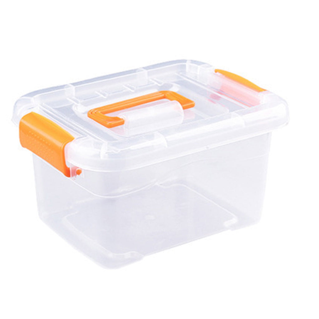 Kitchenware Transparent Storage Box, Large Capacity Stackable Plastic Storage Bin for Toys Orange L