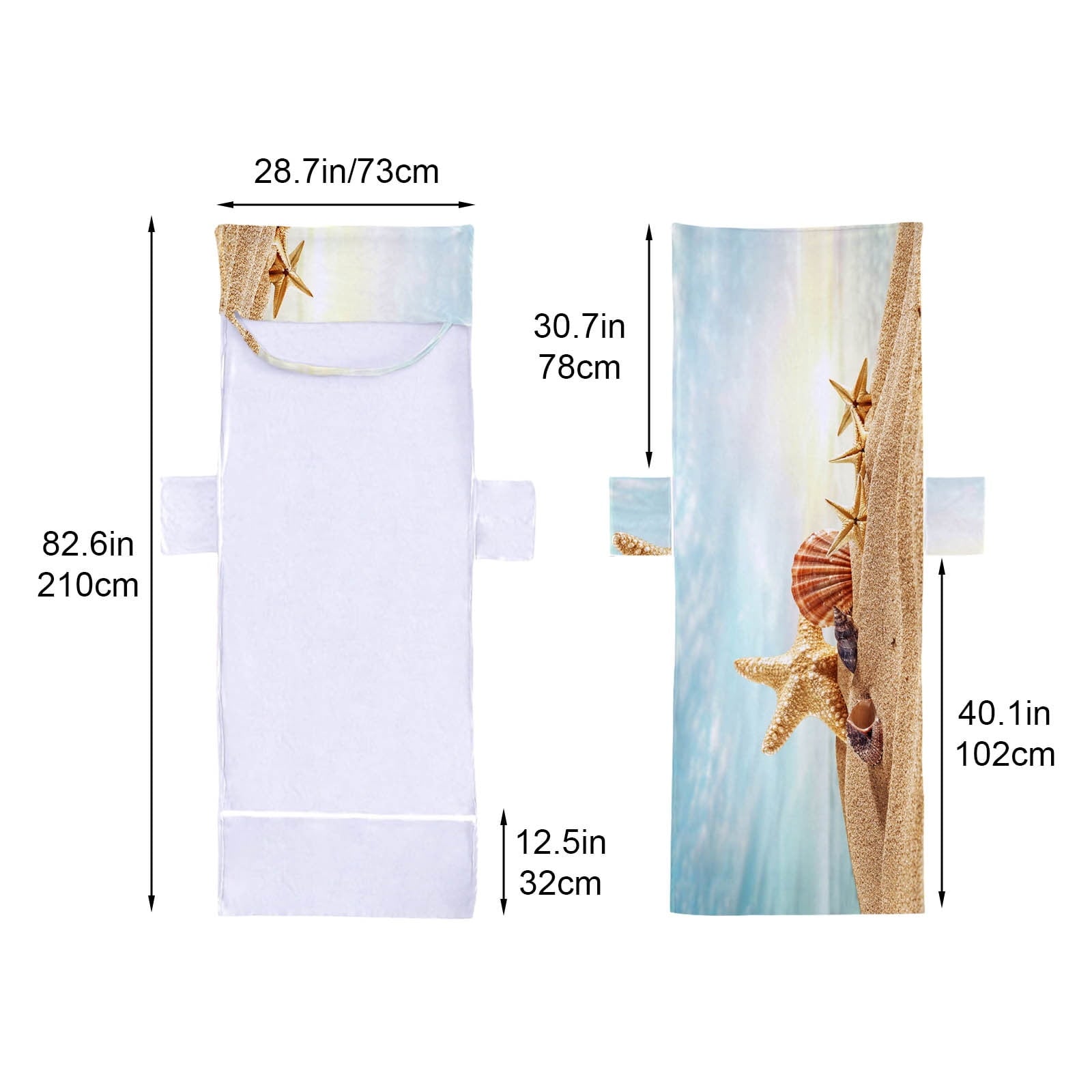 Microfiber Beach Chair Cover Towel Non-Slip Chaise Lounge Chair Cover with Side Pockets Folds into Carry Bag Quick Dry for Pool, Travel & Outdoor
