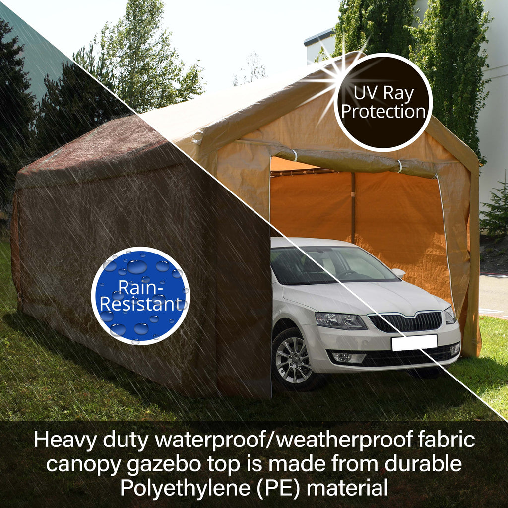ALEKO Heavy Duty Outdoor Powder Coated Steel with Weatherproof Fabric Canopy Carport Tent, 10x20 feet,  Gray