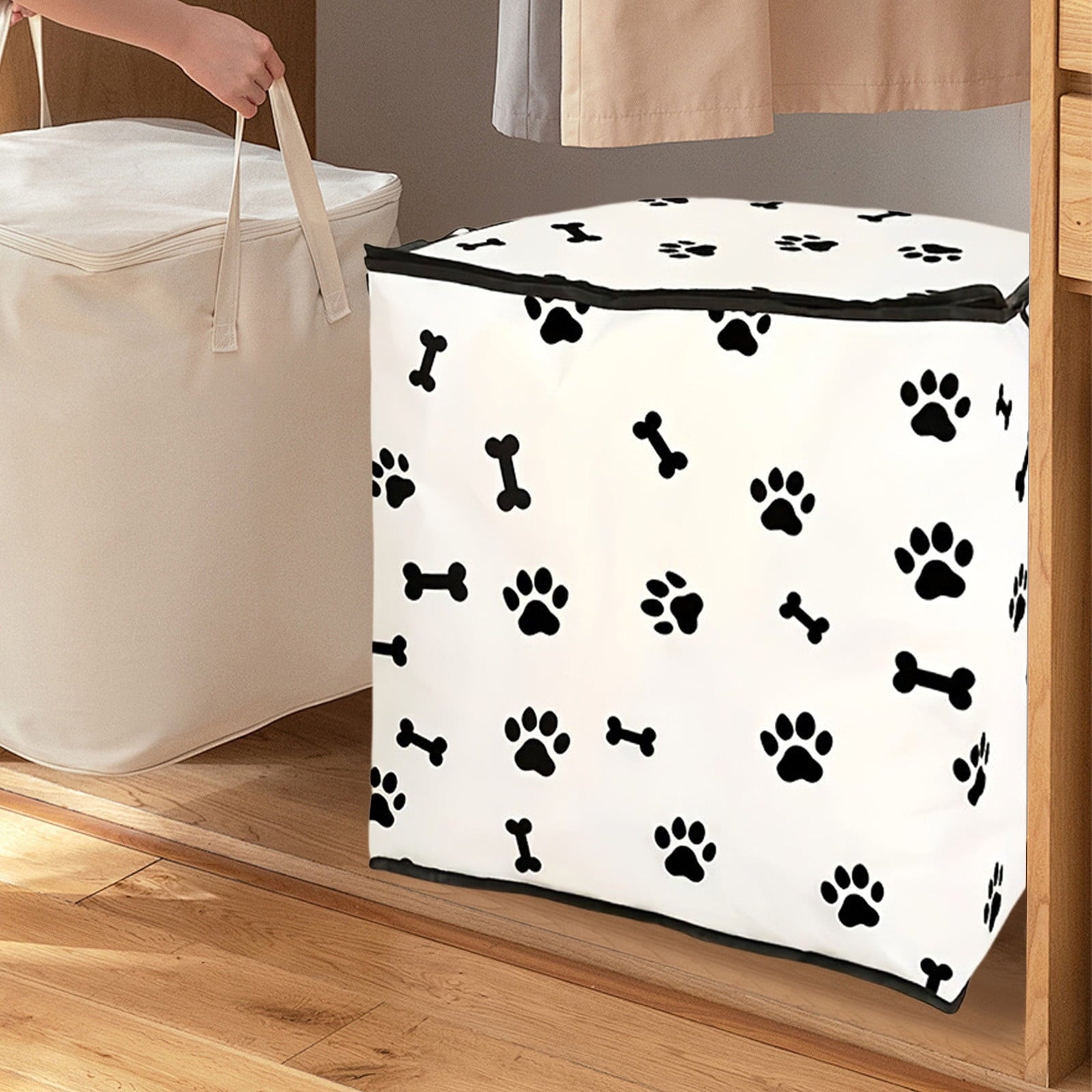 Extra Large Moving Bags, Heavy Duty Zippered Storage Bags, Reusable Collapsible Fabric Storage Box for Clothes, Blankets, Moving, Dorm Organization