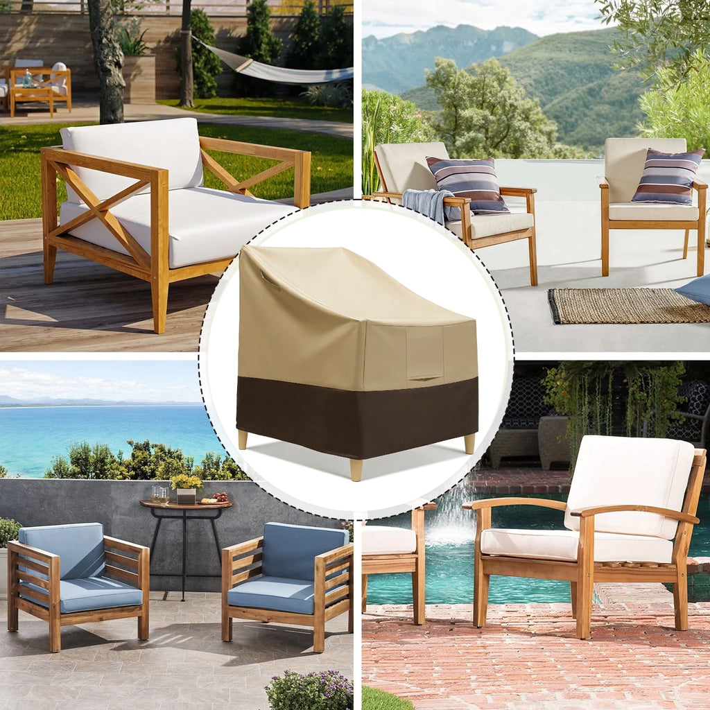 Vorfor 2Pcs Outdoor Furniture Cover, 420D Waterproof Dustproof UV-resistant Patio Adirondack Chair Cover for Rocking Chair, 32"L x 34"D x 36"H, Beige