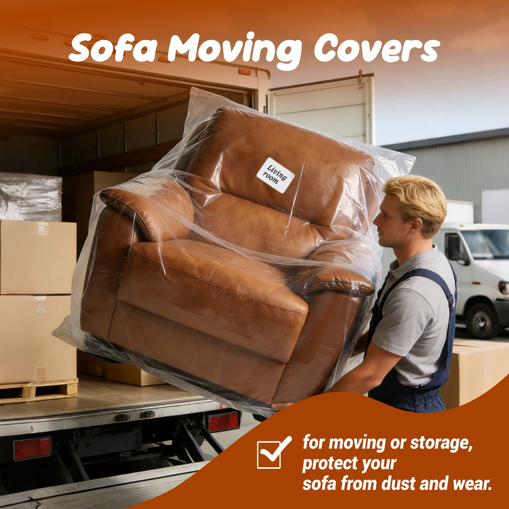 AGALI Clear Sofa & Chair Moving Bags, 4 Mil Thick Waterproof Covers, Reusable, Tear-Resistant Protection for Furniture During Moves & Storage (Chair Size)