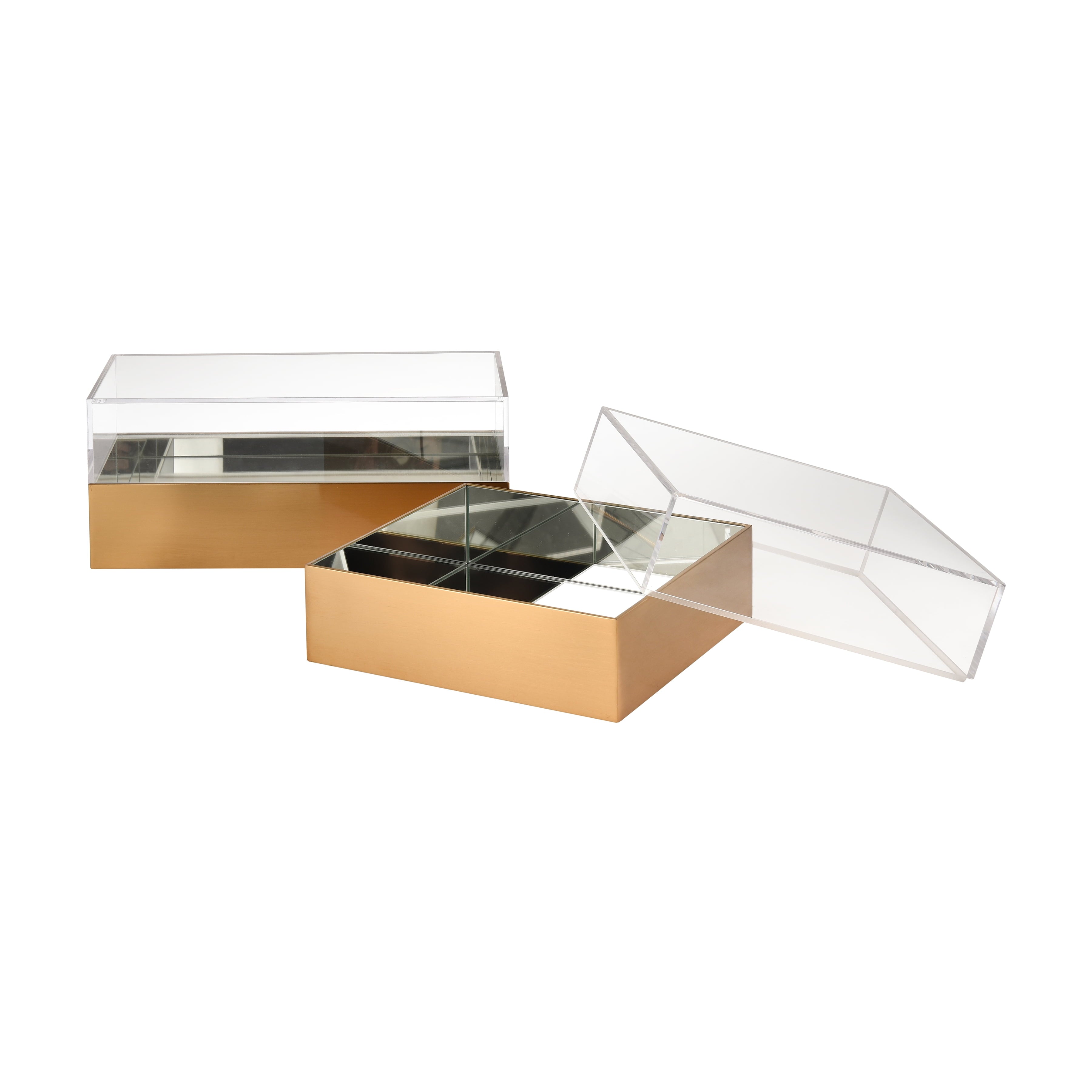 Elk Home 14-Inch Wide Split Box - Bin - Basket, Contemporary, Brass