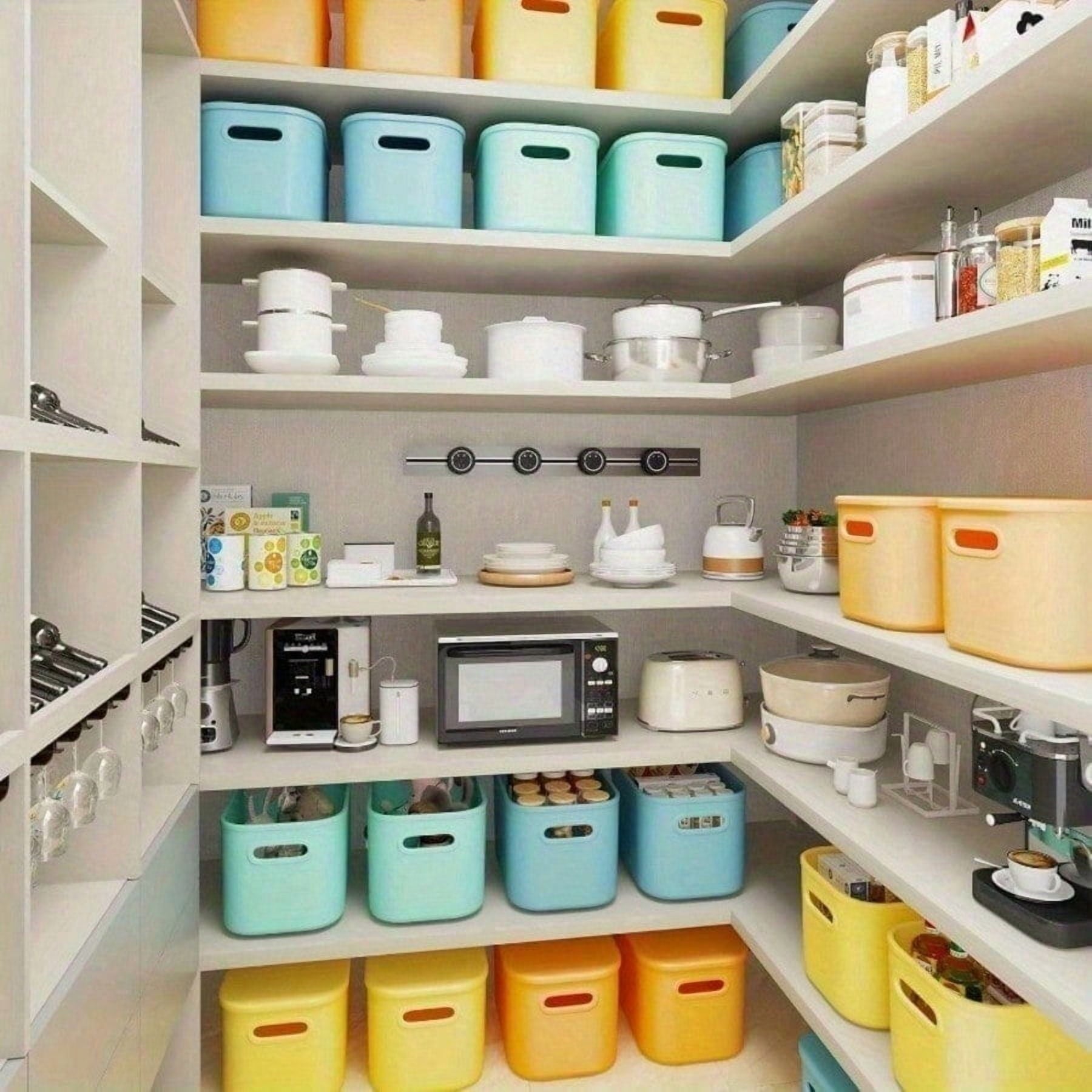 8 Pack Colorful Storage Bins with Lids Stackable Storage Container for Organizing, Storage Boxes with Handle for Shelves, Cute Storage Bin for Craft, Snacks, 9.84x6.9x5.7 inch