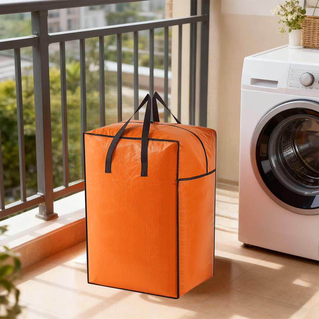 Large Storage Bag for Clothes & Quilts, Collapsible Moving Bin with Handles and Zipper, Non-Woven Fabric Organizer for Home, Dorm, Travel