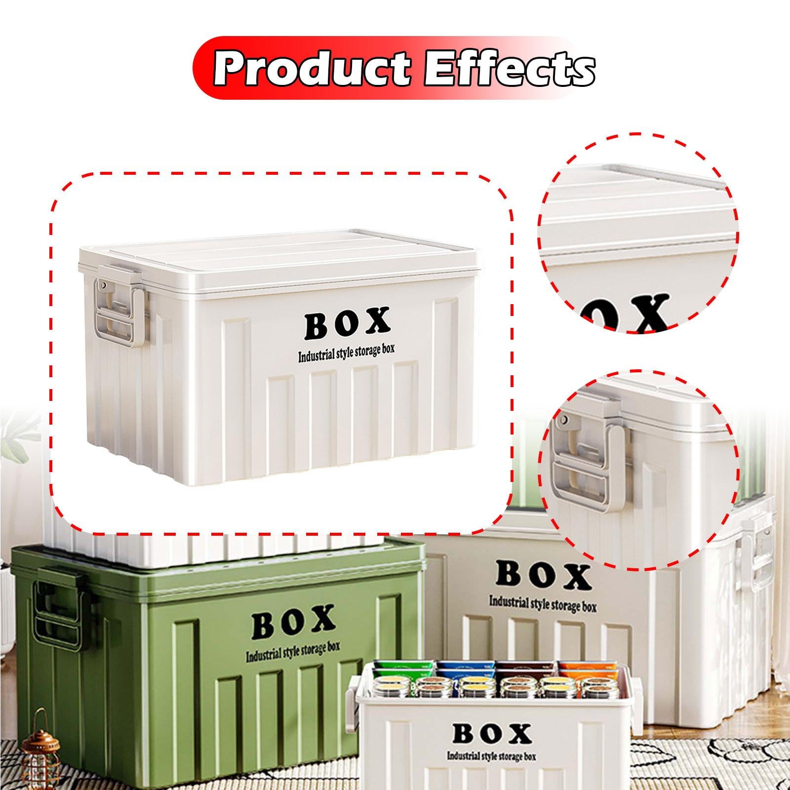 kowaku Storage Box with Lid Utility Crate with Handles Multi Function Lidded Storage Bin Container for Toys Books Grocery Organizing