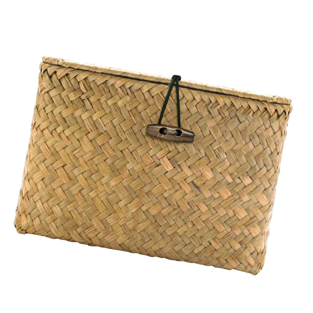 4pcs Seaweed Woven Storage Basket Bathroom Kithen Desktop Organizer Box