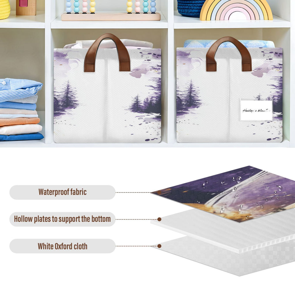 BZSMCE Collapsible Fabric Cube Storage Bins Purple Mystical Hourglass Design Pattern Storage Box