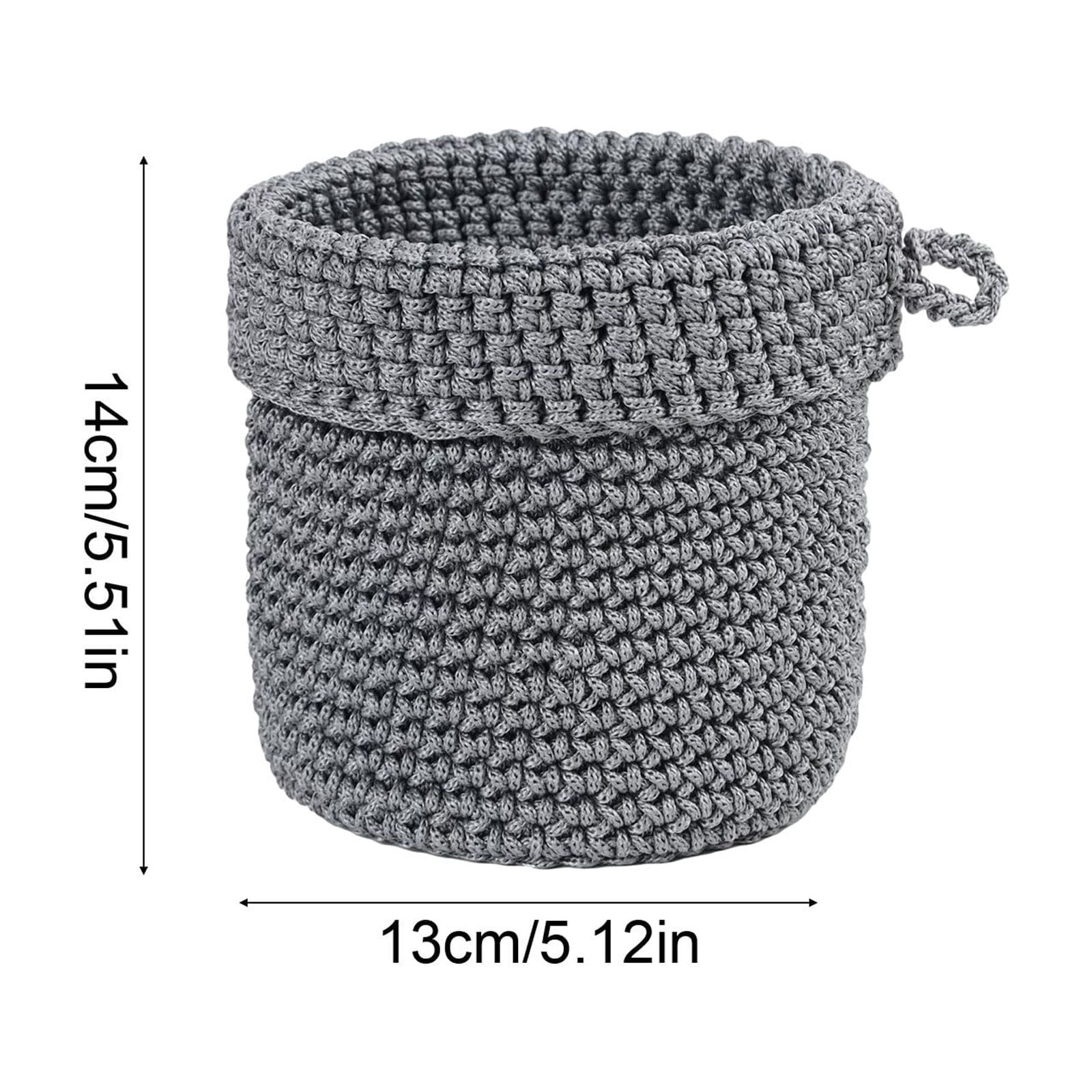 Wall Hanging Storage Basket, Handwoven Cotton Rope Bedside Organizer, Small Gray Wall Mounted Bin for Bedroom, Office, Nursery, Space-Saving for Remotes, Books, Phone