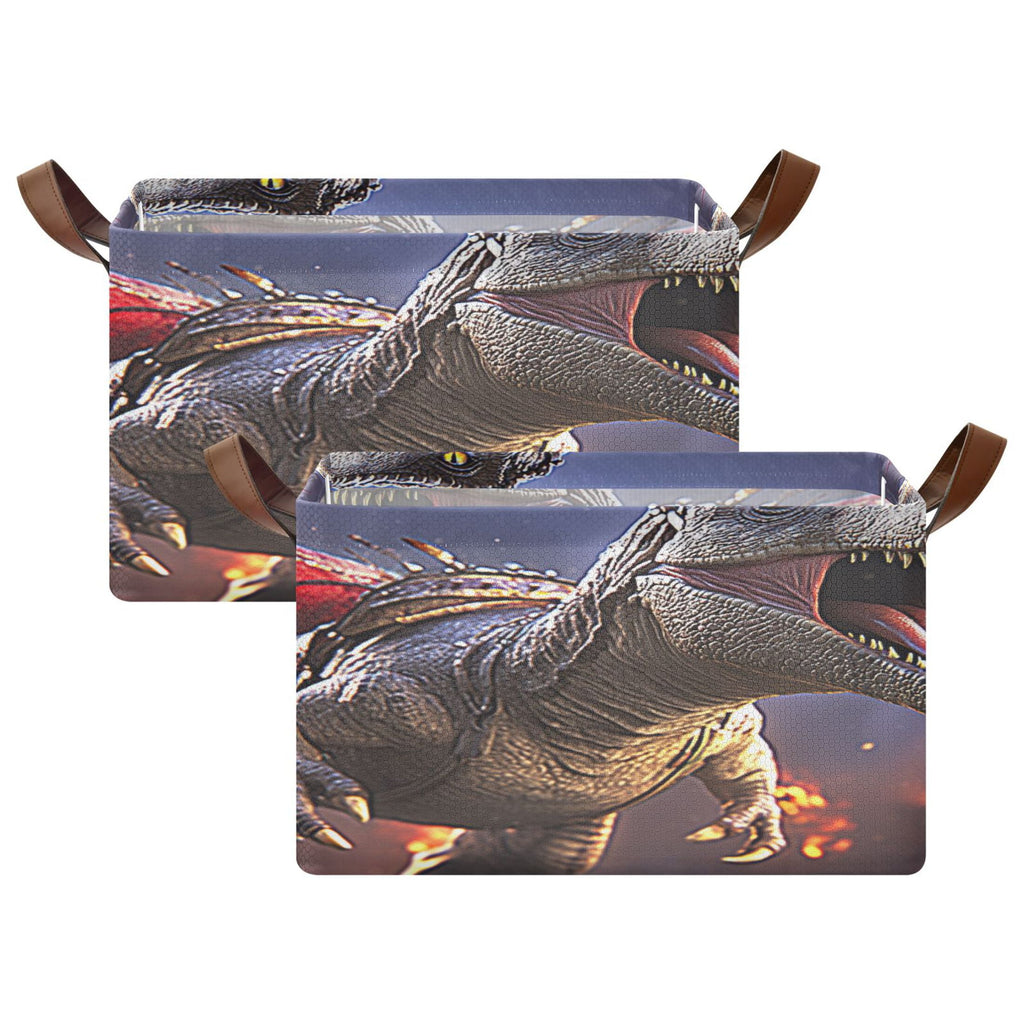 BZSMCE Collapsible Fabric Cube Storage Bins Cartoon Of Dinosaur Design Pattern Storage Box