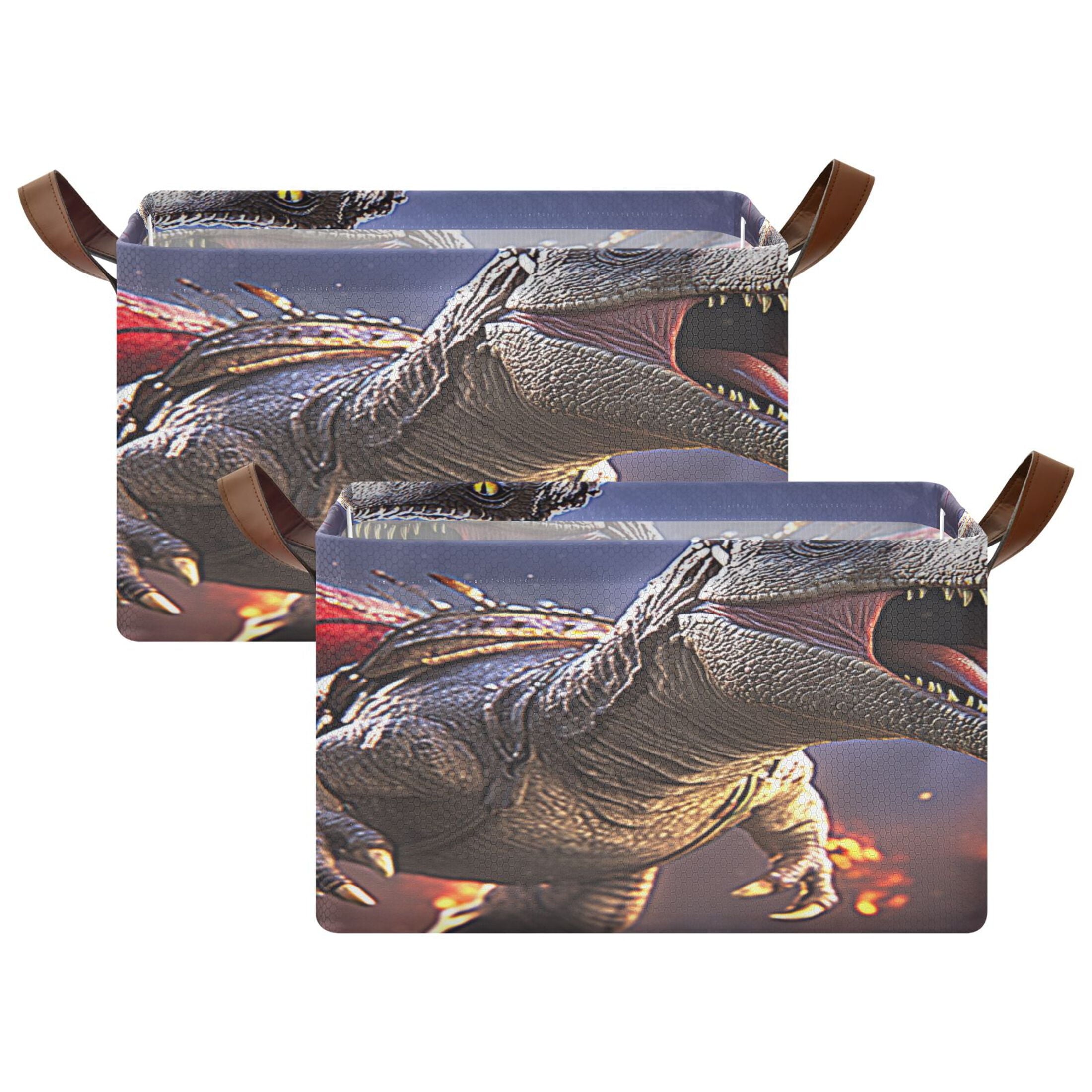 BZSMCE Collapsible Fabric Cube Storage Bins Cartoon Of Dinosaur Design Pattern Storage Box